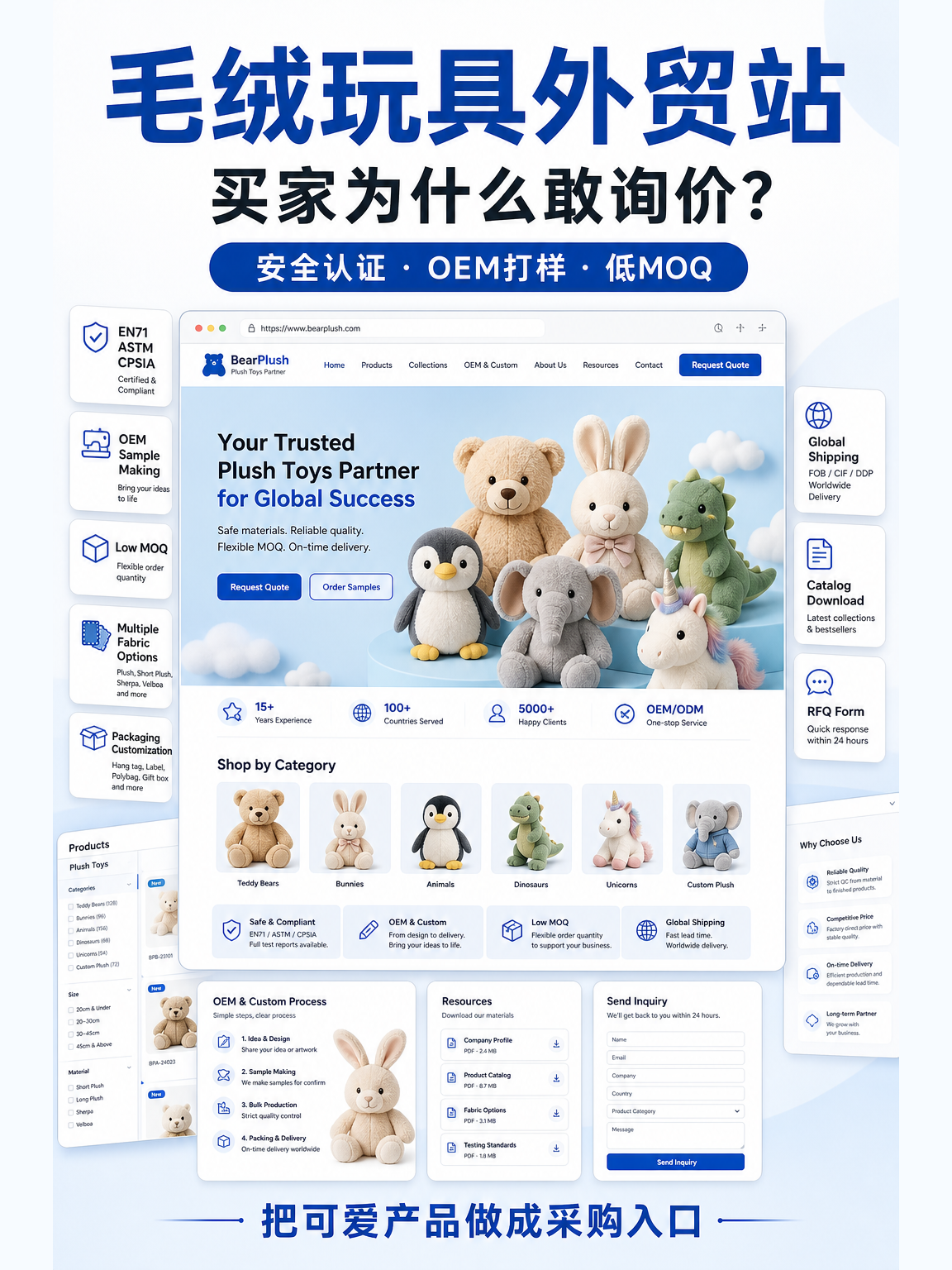 毛绒玩具外贸站：让买家敢询价、敢拿样