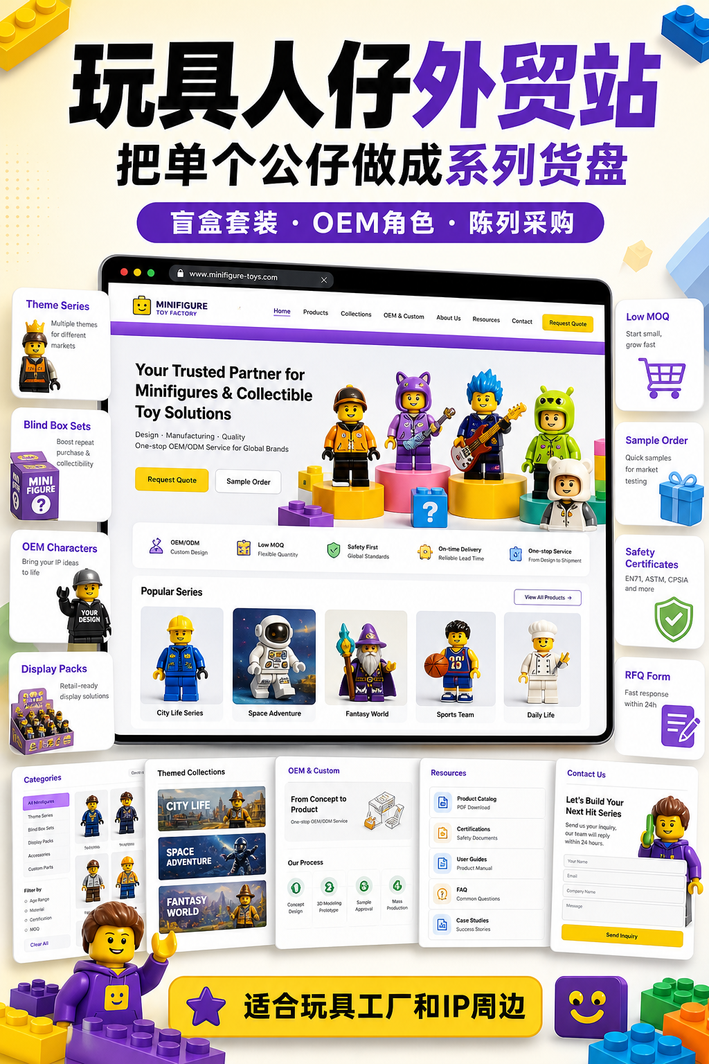 玩具人仔外贸站：把单个公仔做成系列货盘
